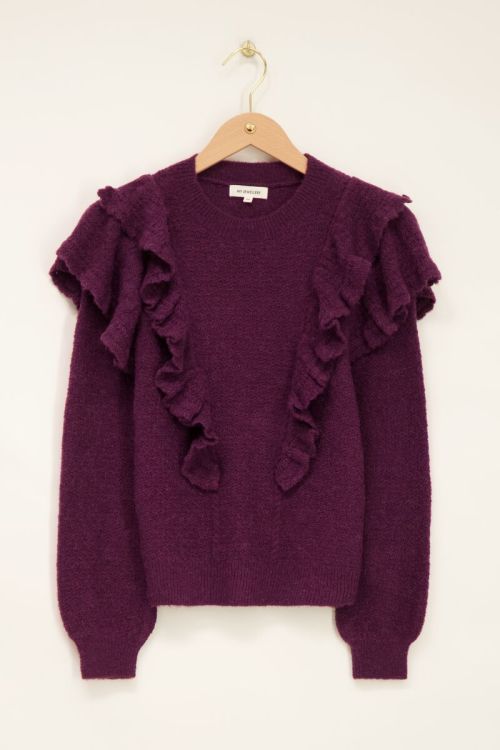 Paarse trui met ruffles