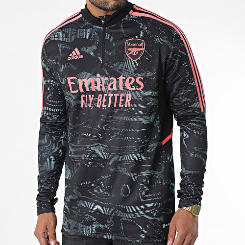 Sweat Col Zippé Juventus HC1252 Noir Bleu Corail