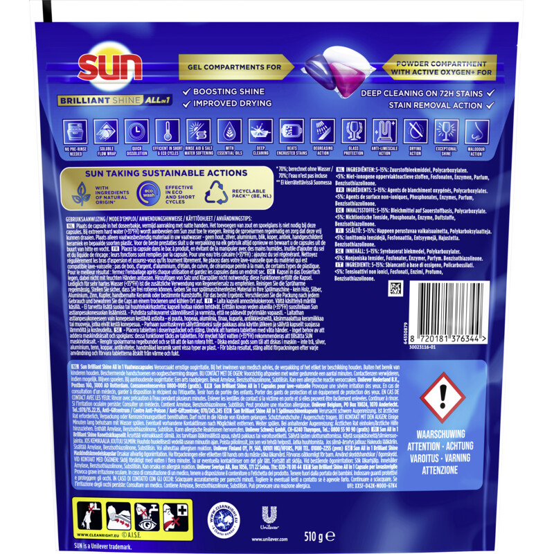 Sun Brilliant shine all-in-1 vaatwascapsules