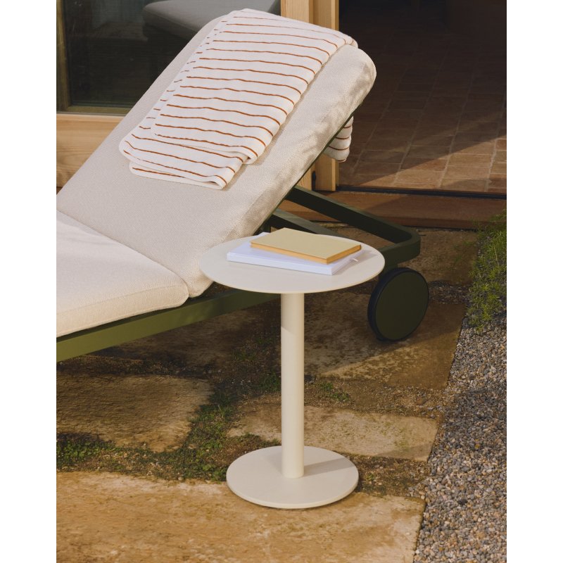 Table auxiliaire Asinara en aluminium écru Ø 40 cm