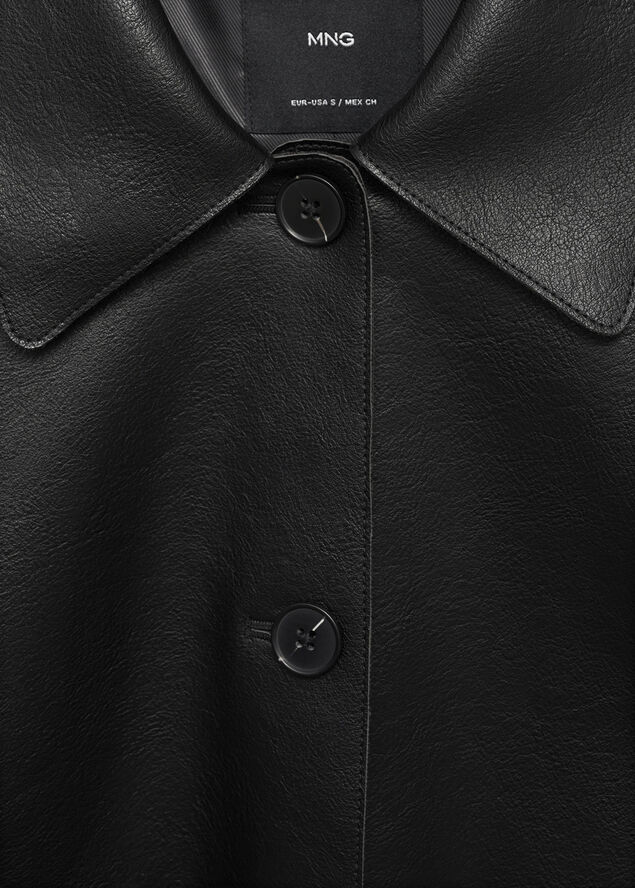 MANGO Faux leather jacket with pockets Black