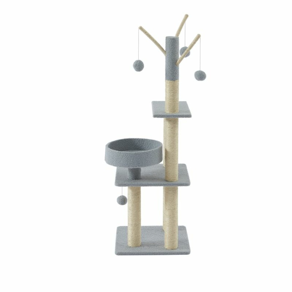 Arbre à chat lyssa tissu bouclette gris clair