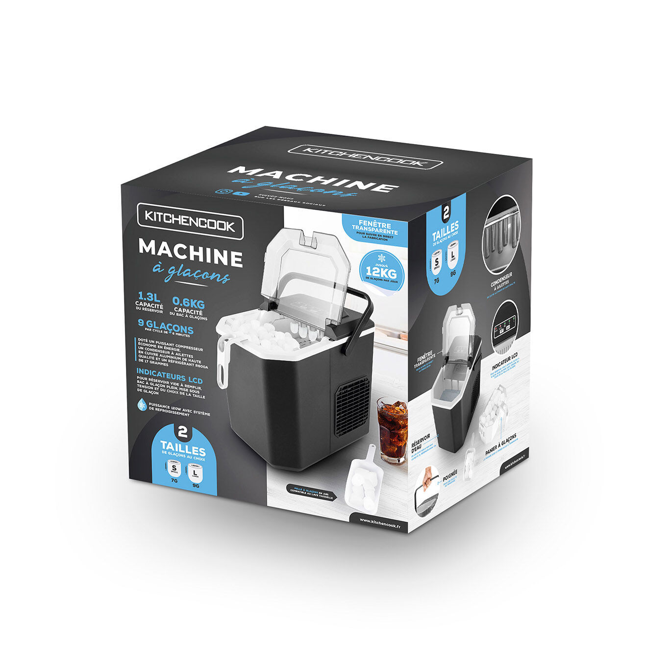 Kitchencook Machine à glacon cubeo noire
