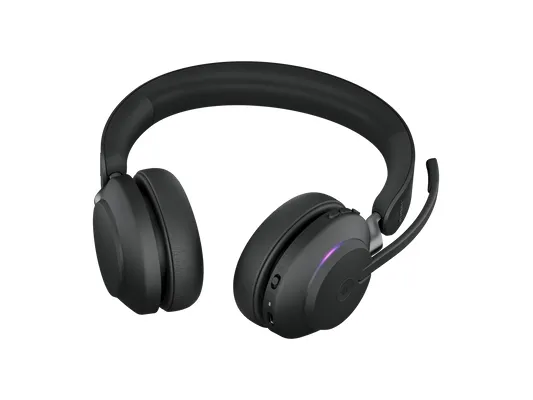 Jabra Evolve2 65 MS Stereo - Headset - på øret - Bluetooth - trådløs - USB-A - støjisolerende - sort - med opladningsstander - Certified for Microsoft Teams