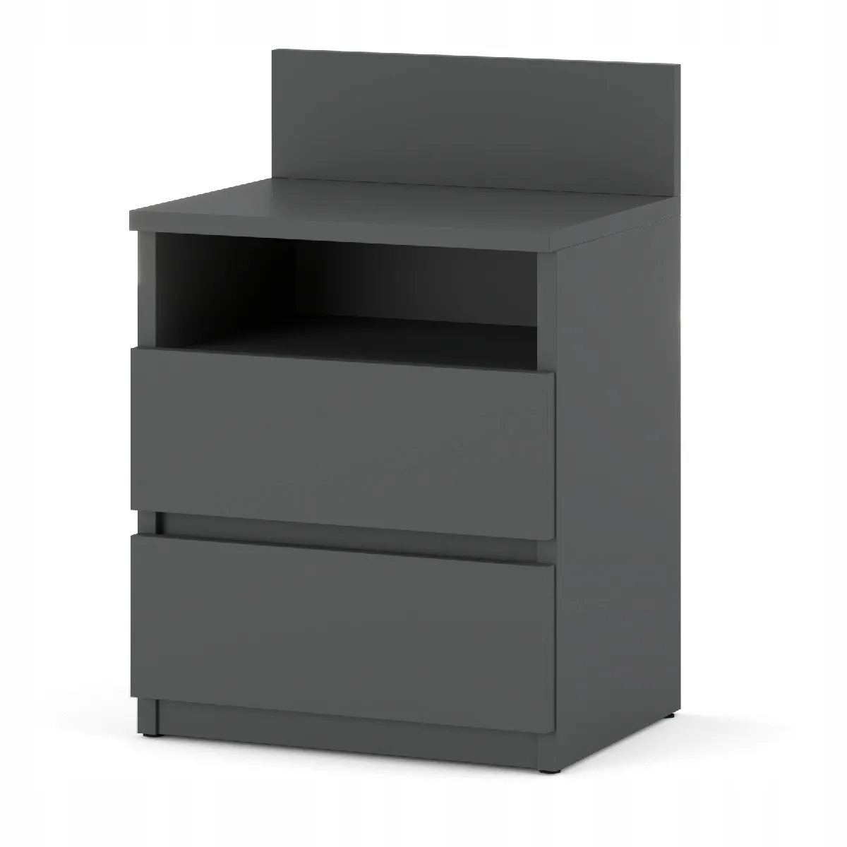 Table de Chevet Gris - 2 Tiroirs - 40 cm