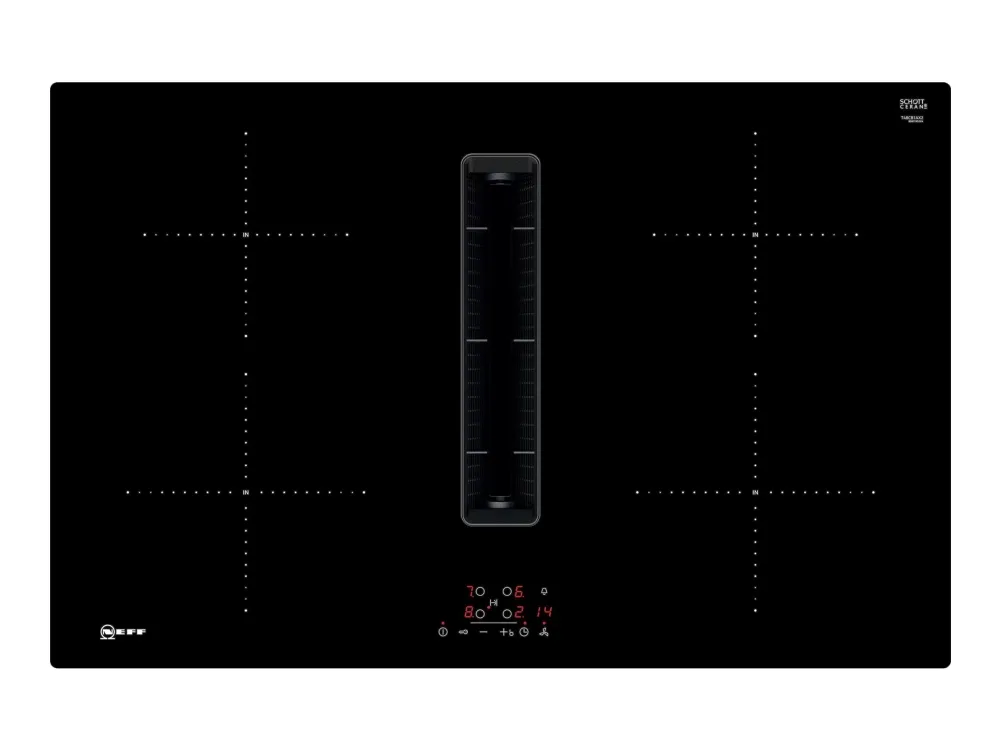 Neff N 50 T48CB1AX2 - Induktions kogeplade - 4 plader - Niche - bredde: 75 cm - dybde: 49 cm - Klasse B - rammeløs - sort med downdraft-udstødning (ekstraktion og recirkulation med ekstra ekstraktion og recurkulationssæt)