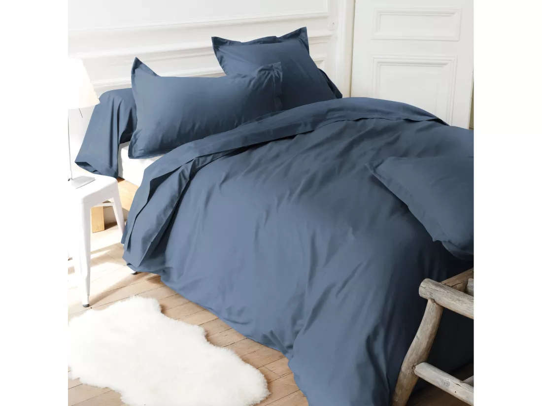 Drap plat uni 270x310 cm coton ALTO bleu Jean