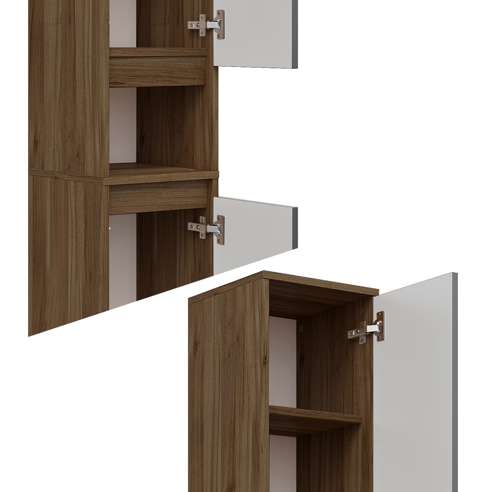 Vicco Hochschran Badschrank Badezimmerschrank Majest Nuss/Anthrazit 2 Türen