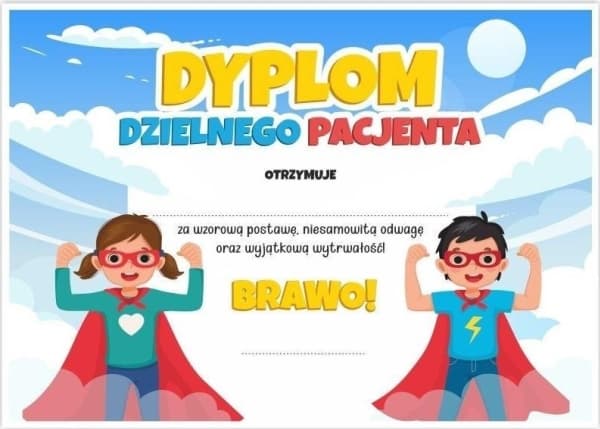 LearnHow A4 diplom av en modig pasient - Superbarn 10 stk