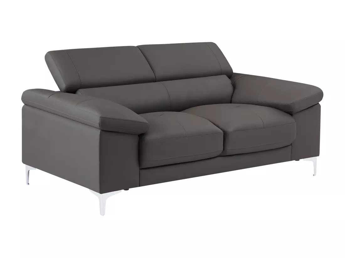 Canapé 2 places en cuir gris anthracite SOLANGE