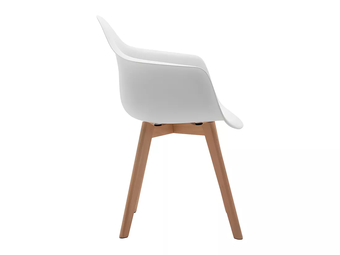 Lot de 6 chaises avec accoudoirs VIXI - Polypropylène et Hêtre - Blanc