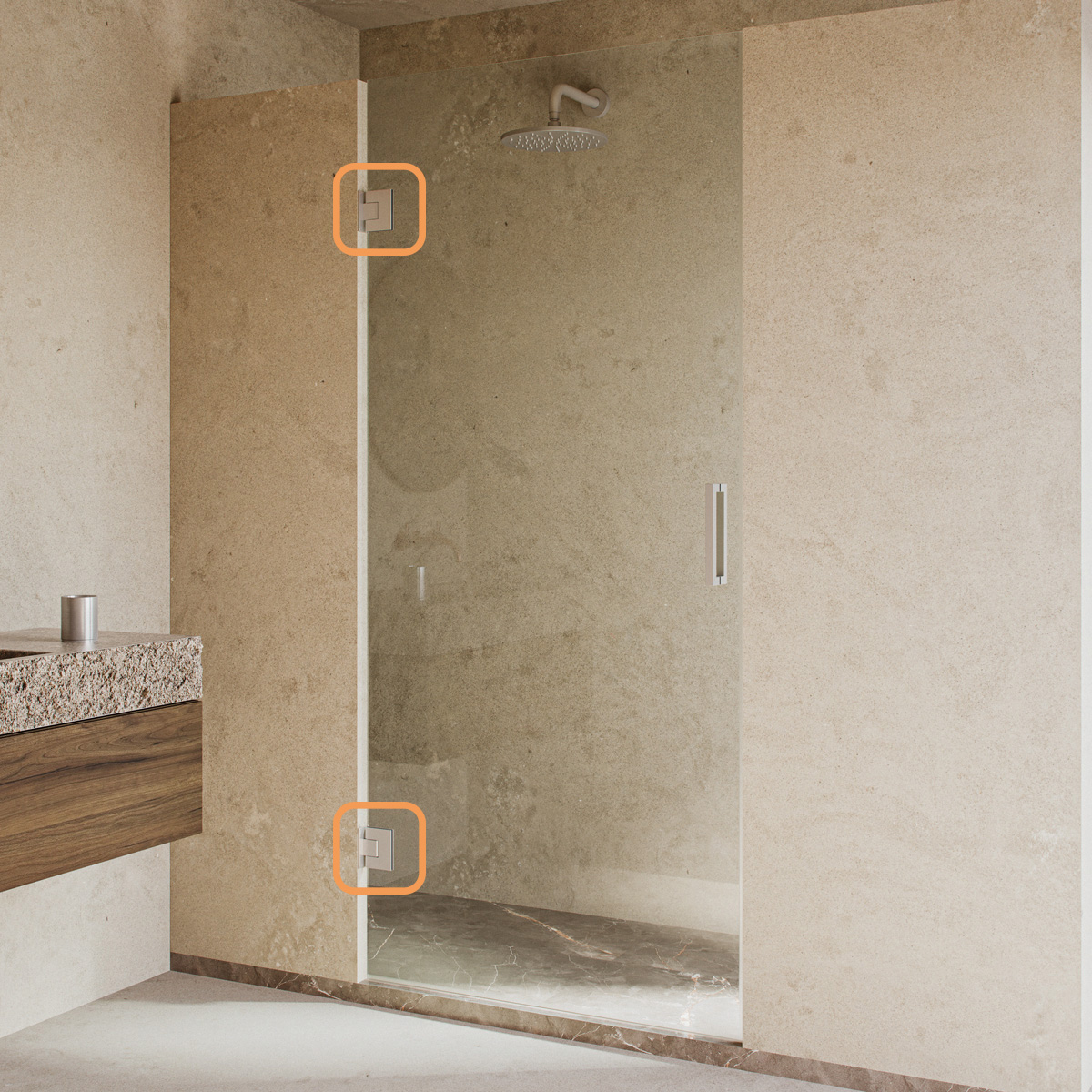 Saniclear Modern Exclusive scharnieren met pluggen en schroeven RVS