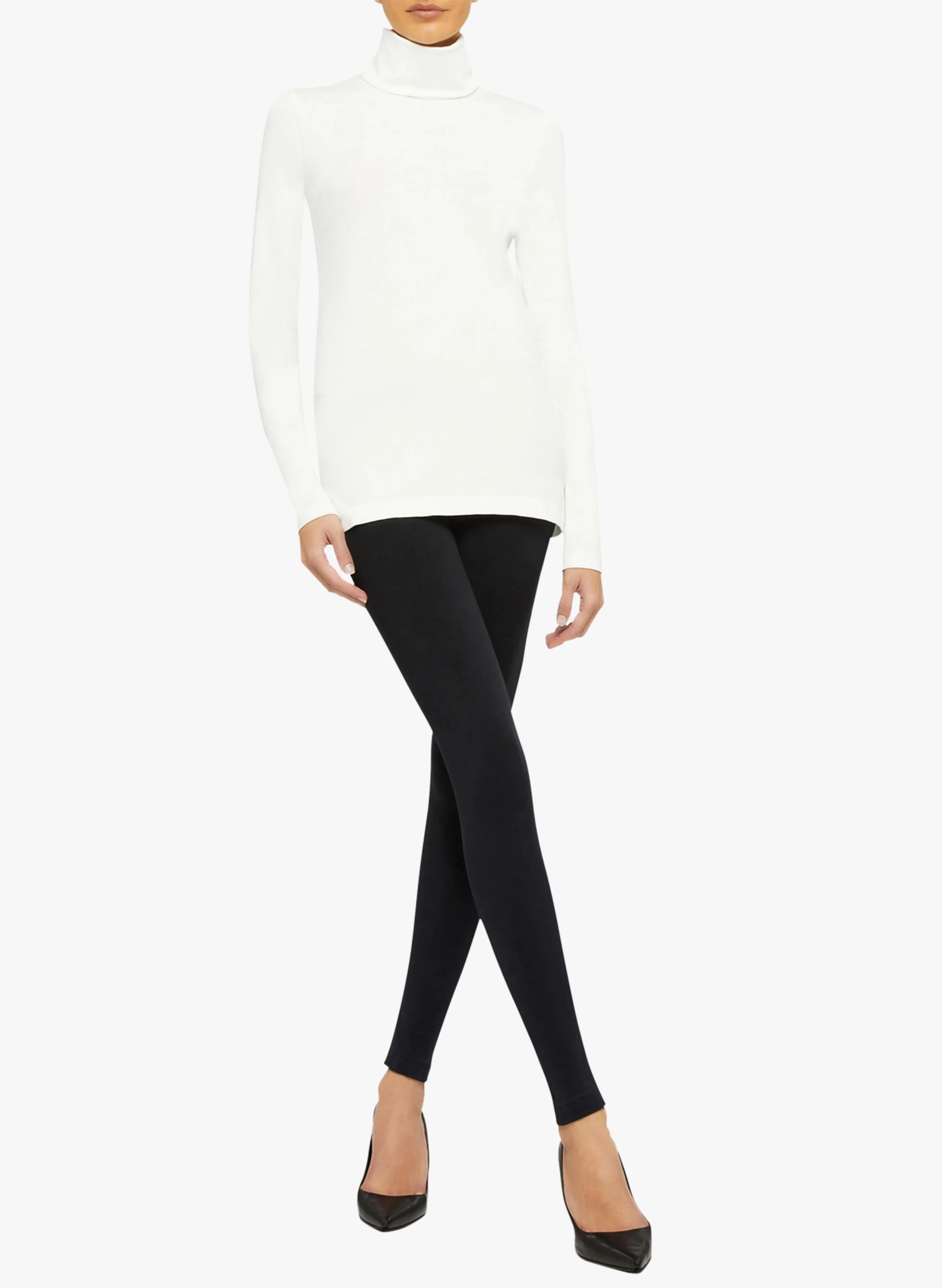 Aurora Pullover - Pull-over ajusté col roulé | Blanc
