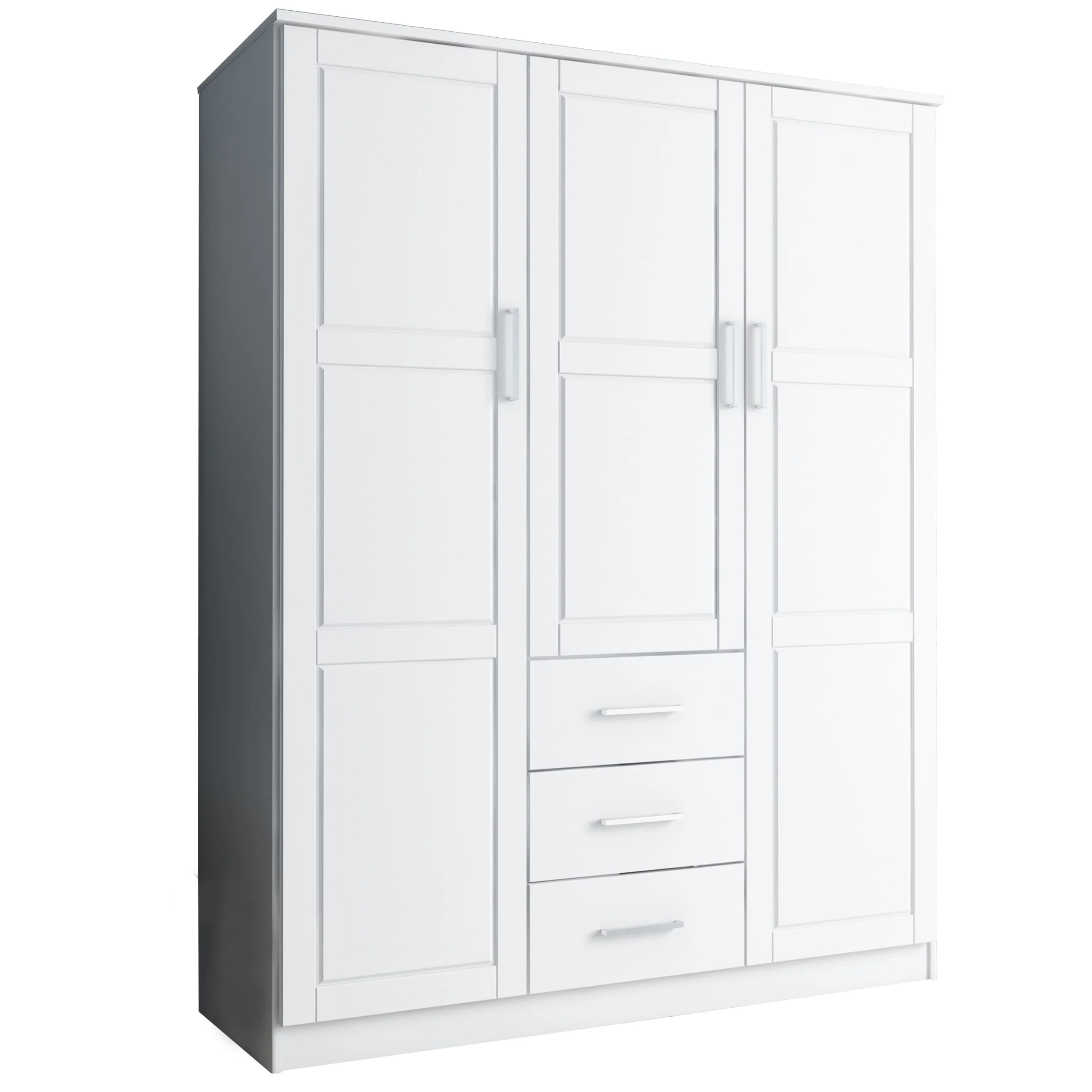 Palace Imports 100% Solid Wood Cosmo 3-Door Wardrobe Armoire with Solid Wood or Mirrored Doors