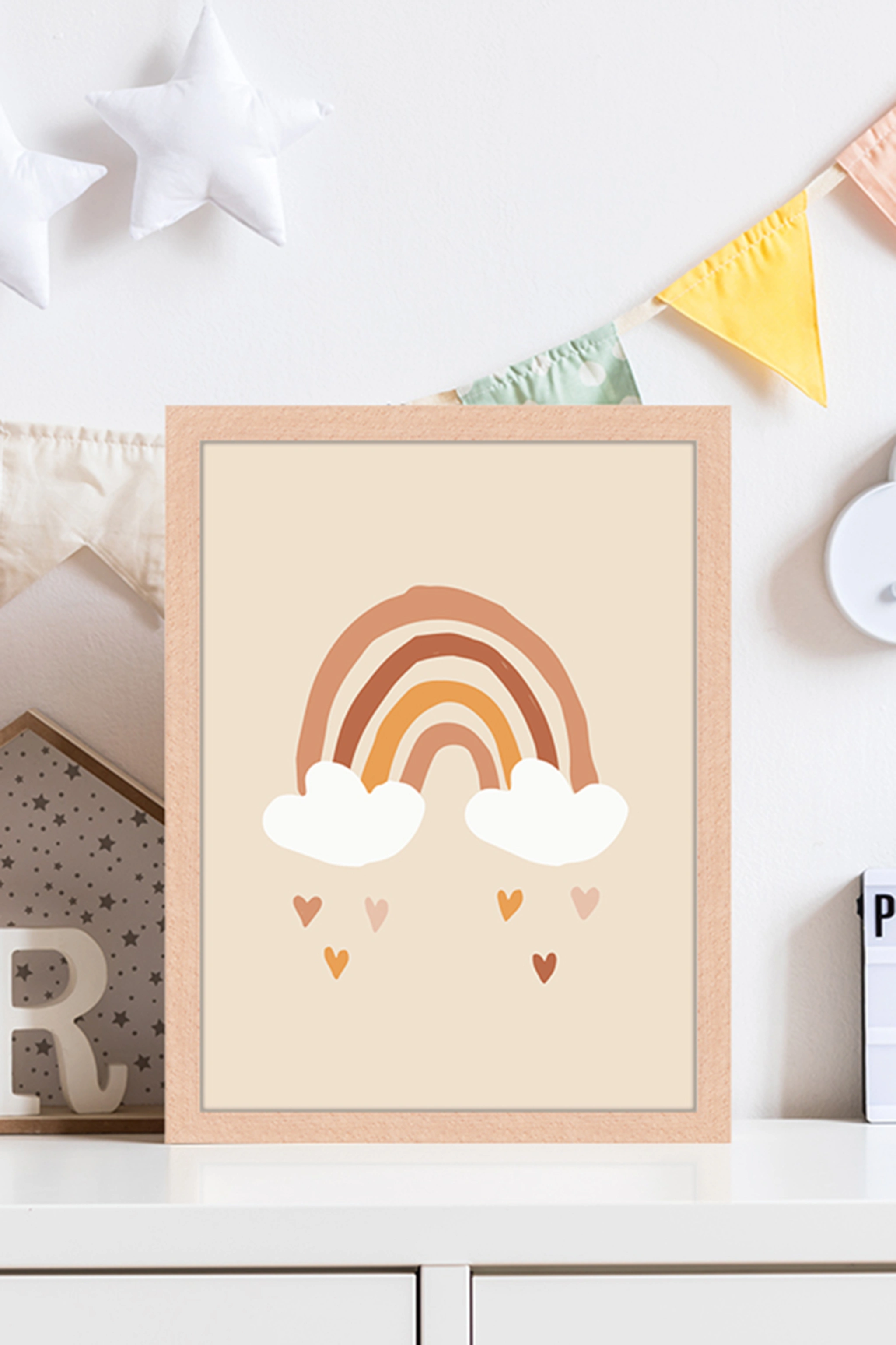Milan Moon Wandbild ICH LIEBE REGENBÖGEN mit Rahmen
