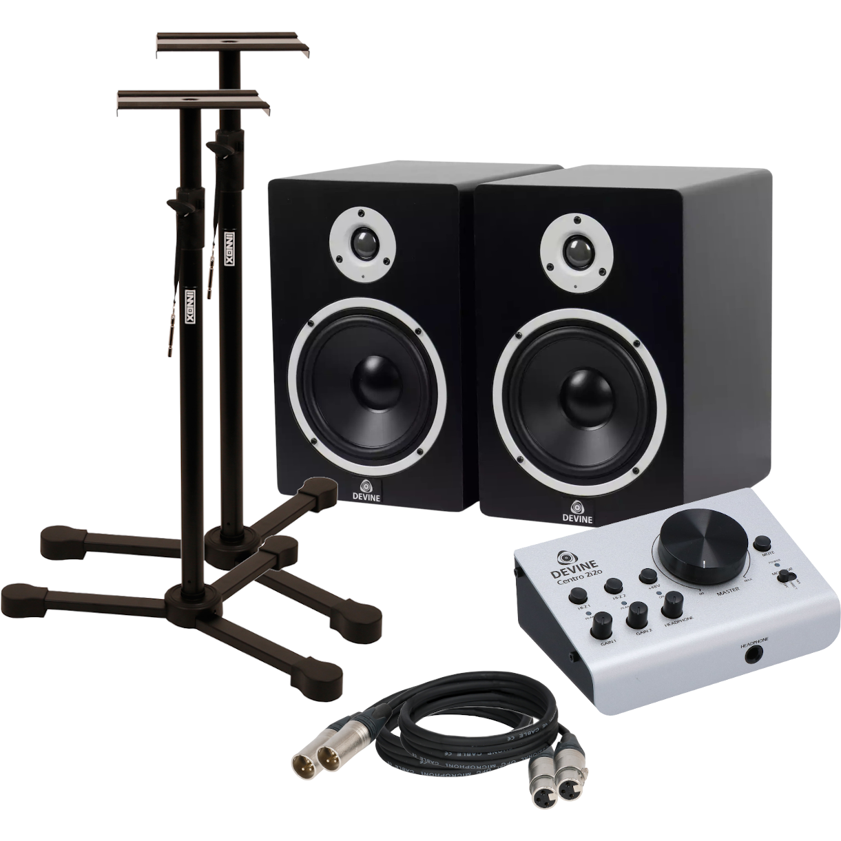 Devine Centro 2i2o monitor bundel met luxe statieven