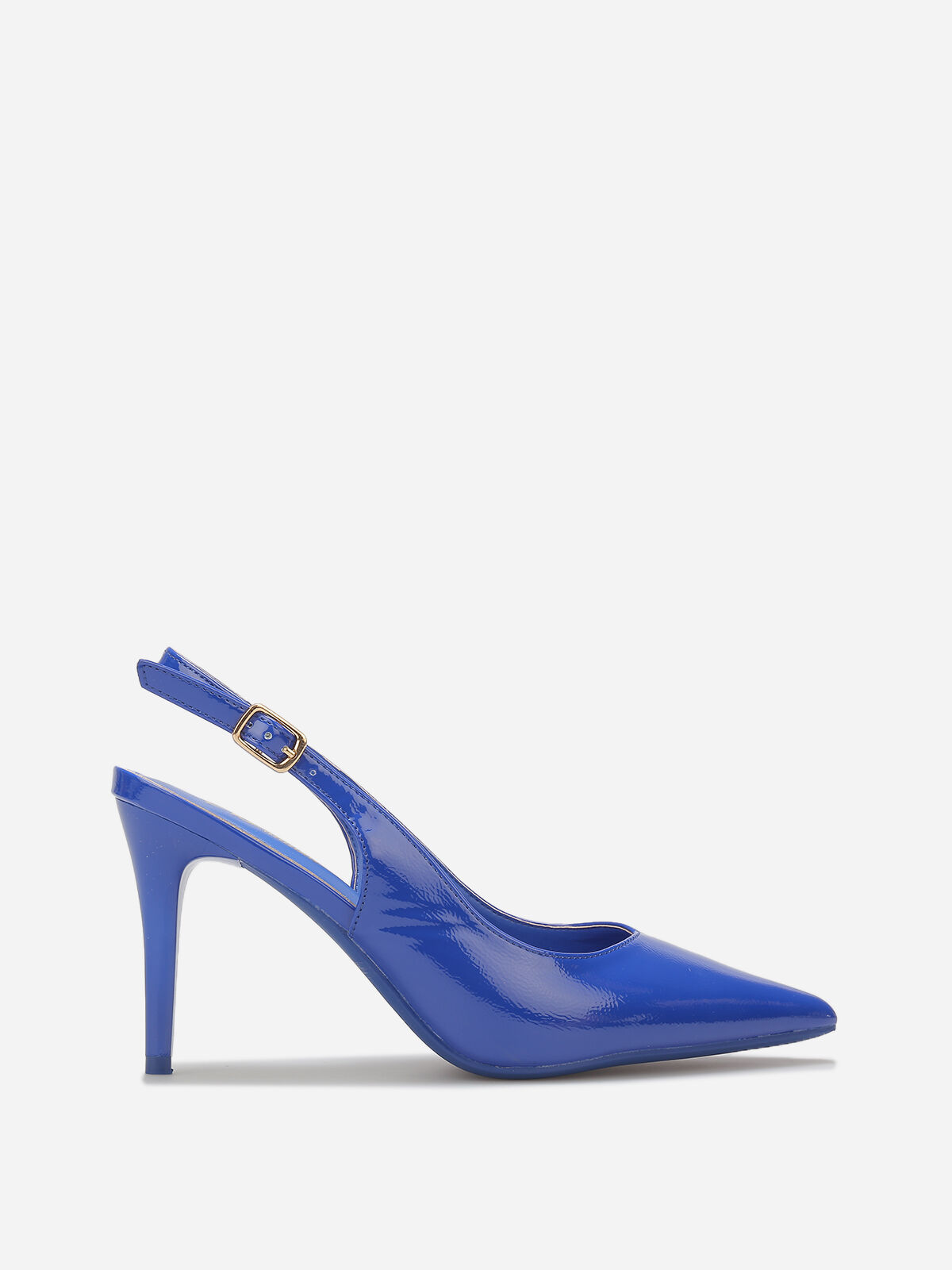 Escarpins slingback texturées vernies- Bleu