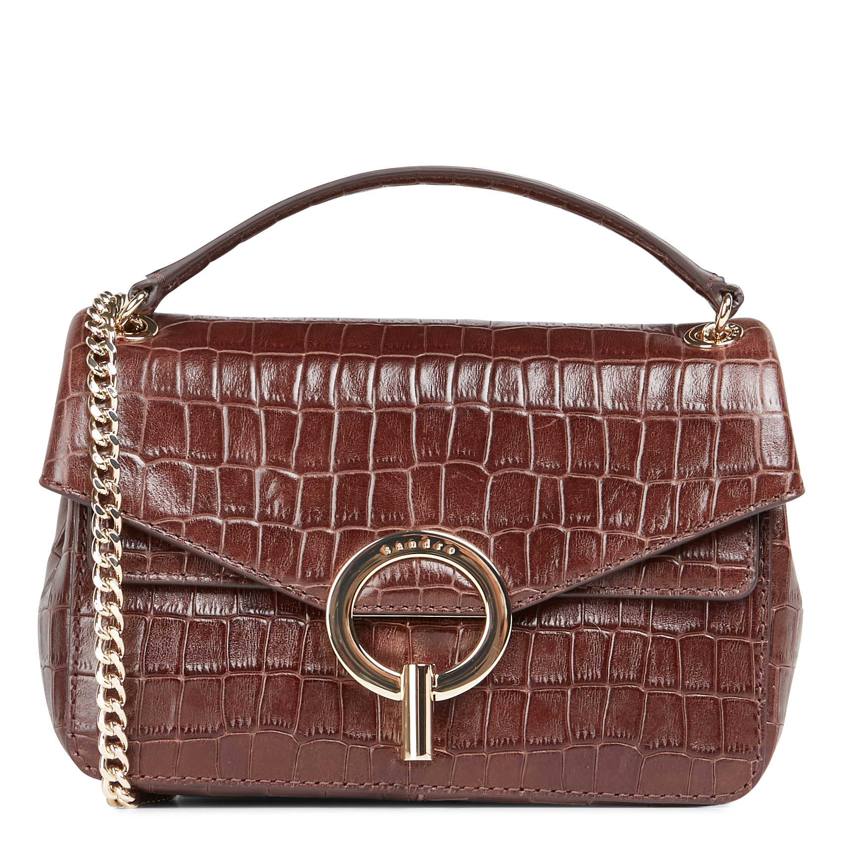 YZA PM - Sac en cuir aspect croco | Marron