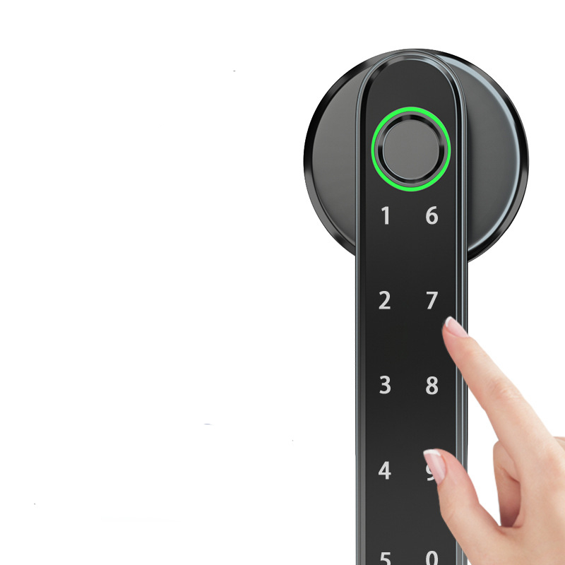 (17cm) Smart Türgriff Elektronische PIN Türklinke mit Touch- und App Steuerung / Fingerabdruck Scanner / Lock Karte (Batteriebetrieben) - Schwarz