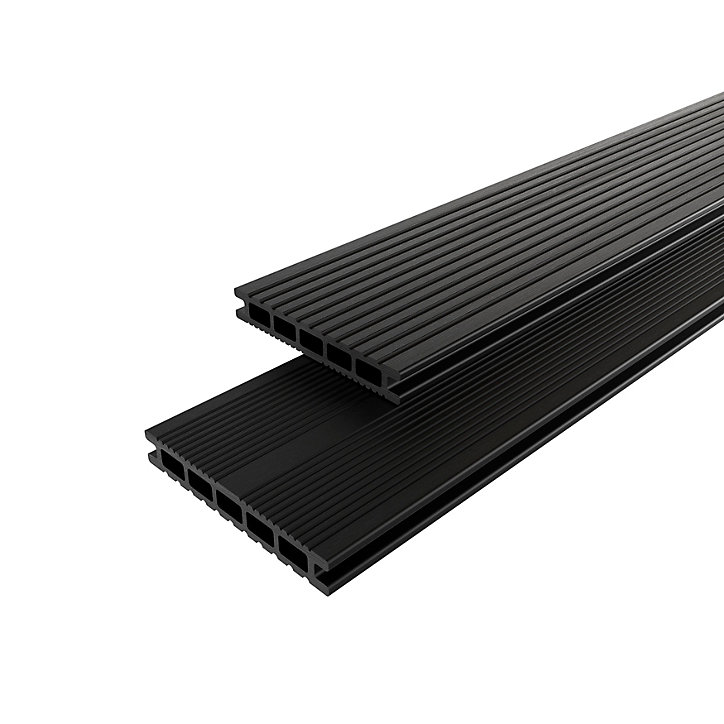 Lame de terrasse composite gris anthracite Neva Klikstrom L. 220 cm x l. 14,5 cm