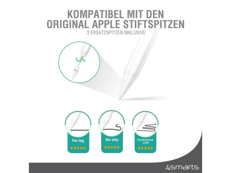4smarts Eingabestift Pencil Pro 3 Weiss Eingabestift für iPad