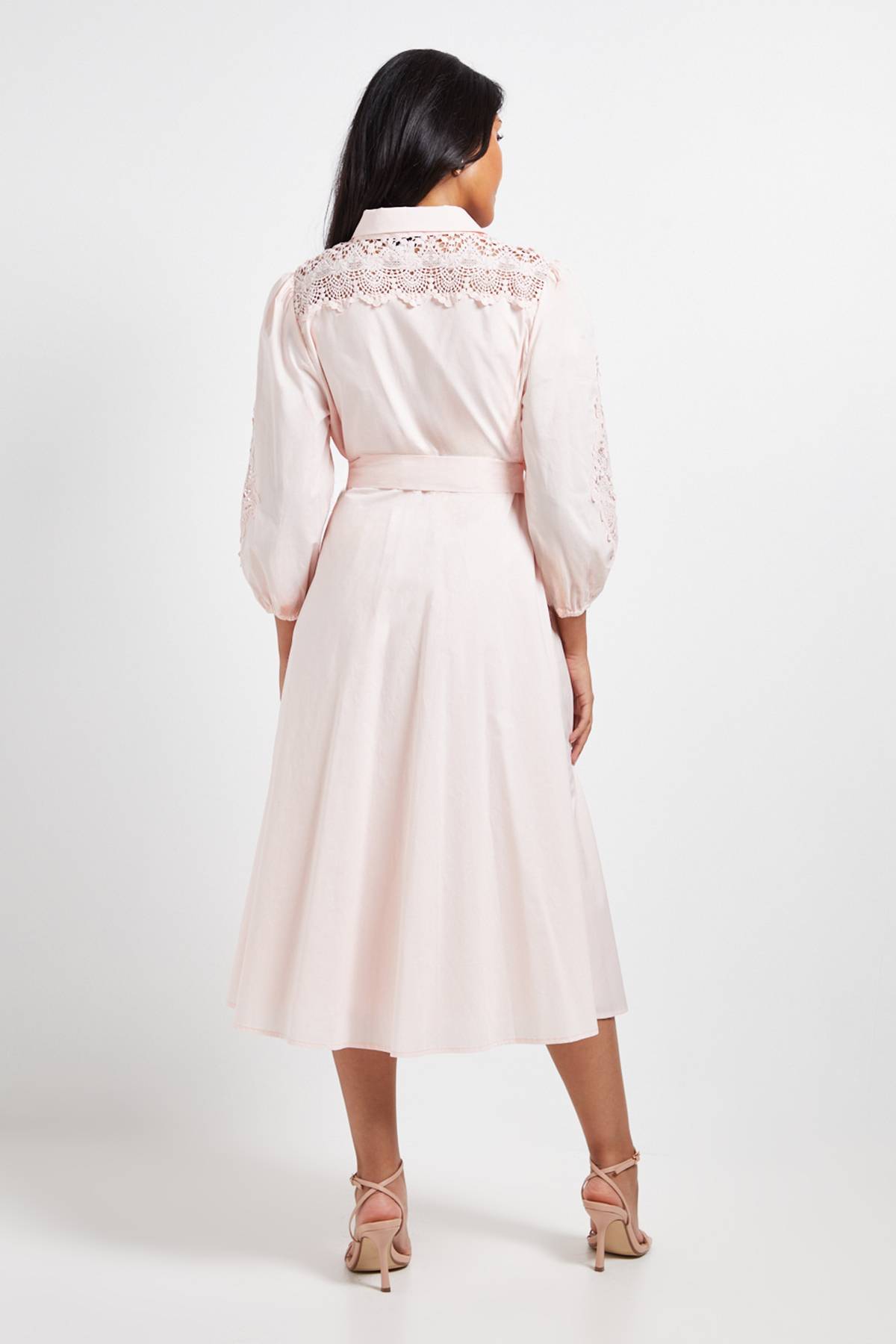 Wallis Robe Chemise Petite Occasion en Coton avec Détails Ajourés