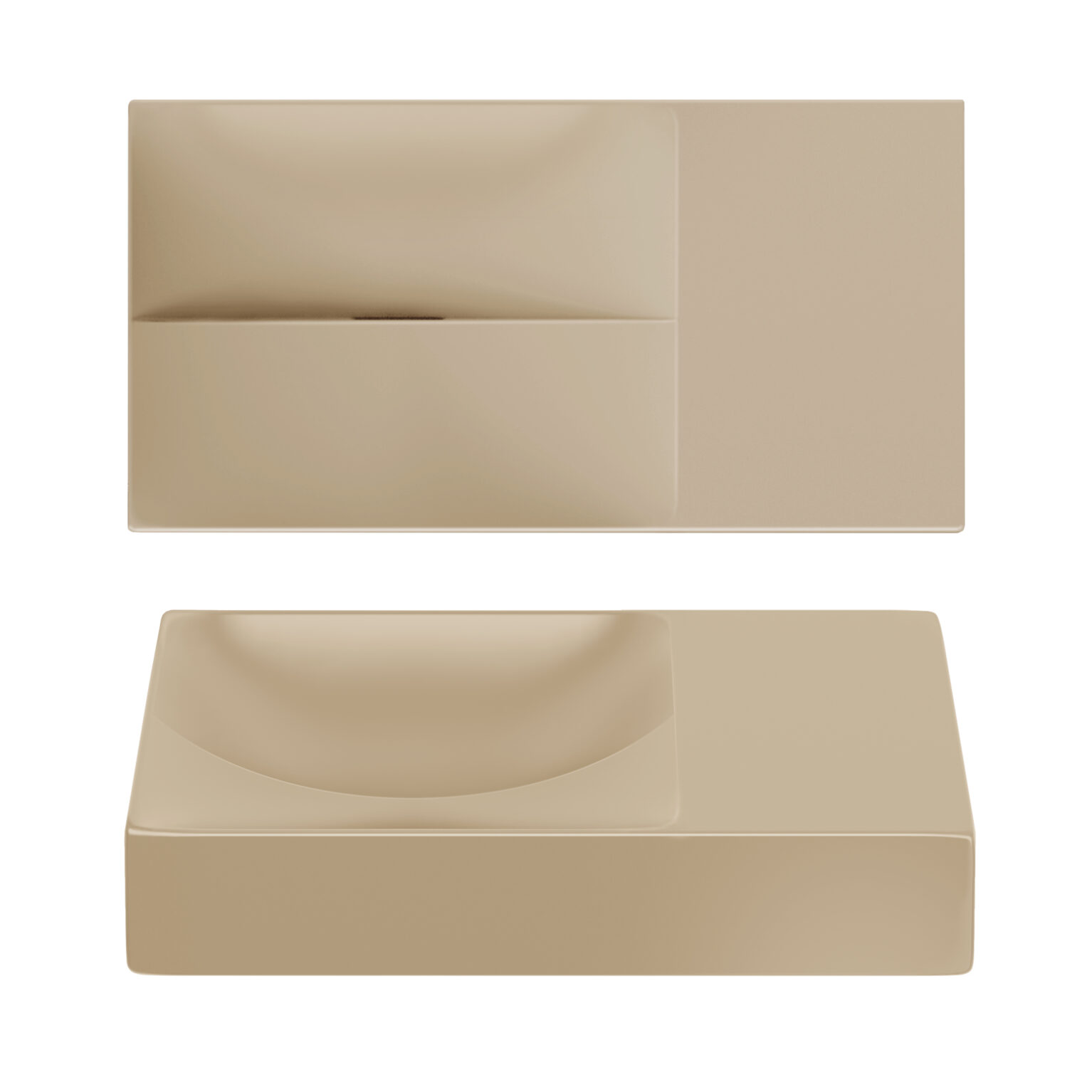 Clou Vale keramische fontein 38cm zonder kraangat rechts mosterd mat