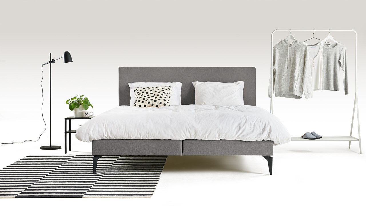 Boxspring Cisano met Silver Pocket Deluxe Foam matras light grey