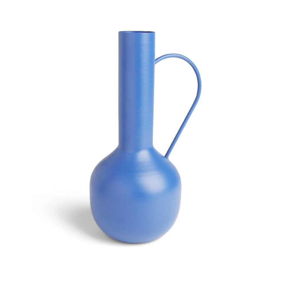 Vase amphore métal bleu Ø14,5xH25cm
