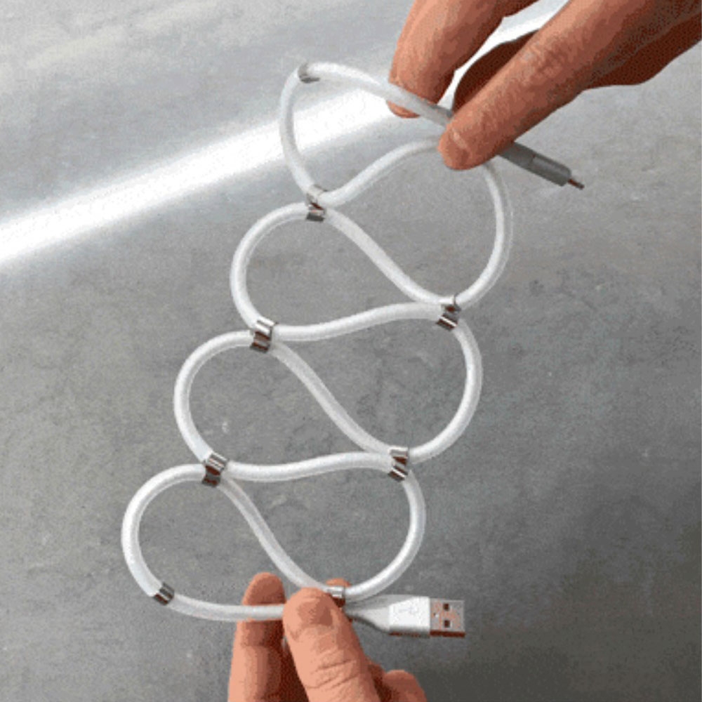(1m/2.4A) Magnetisches Lightning auf USB Schnellladekabel Datenkabel - Weiss / Silber