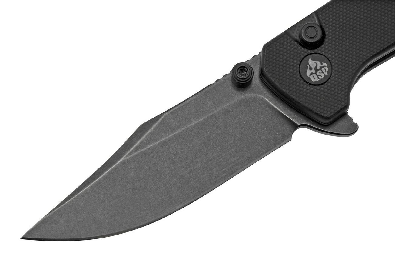 QSP Grebe QS147-C2, 14C28N zwart Clippoint zwart G10, zakmes