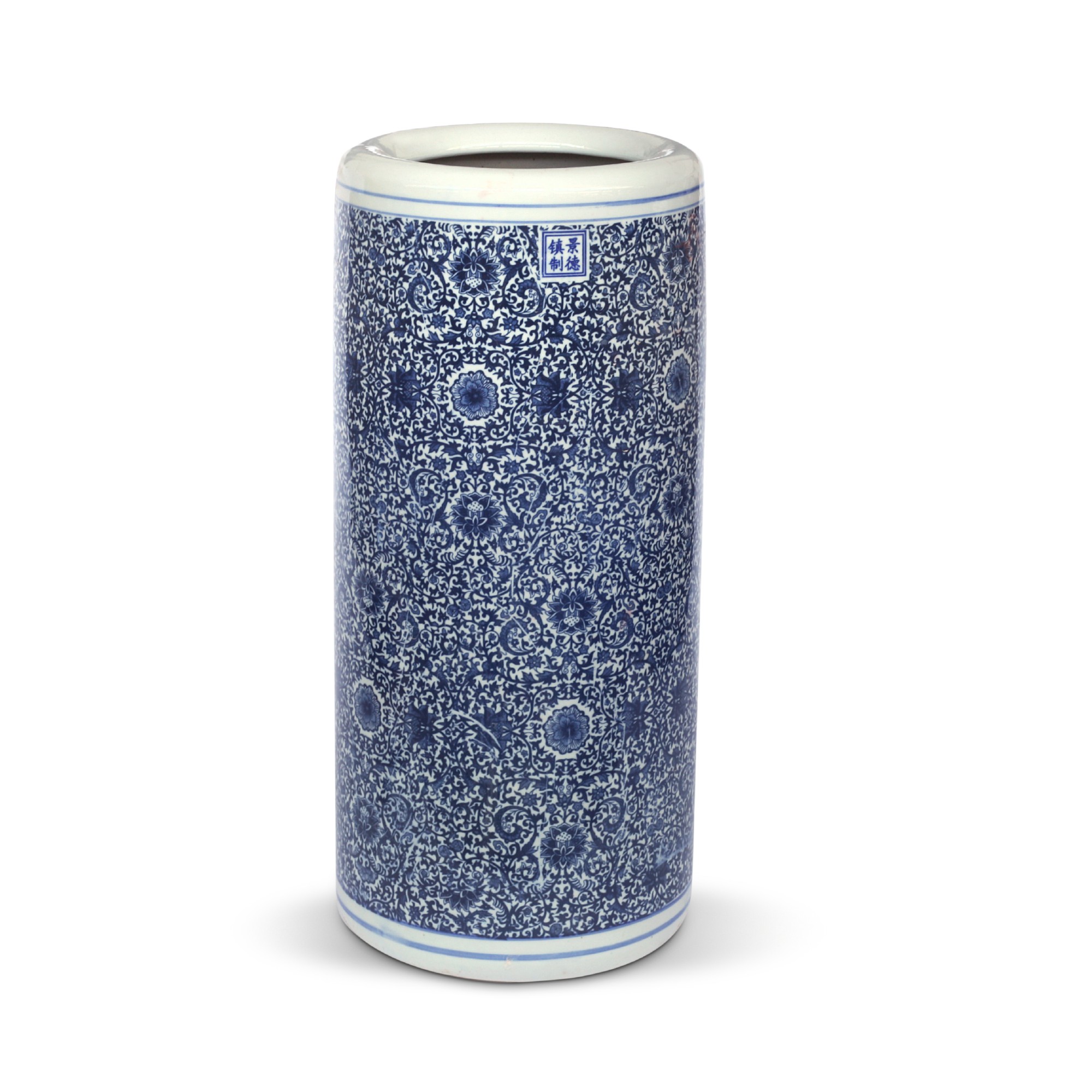 Vase 'Shìliù', weiß, blau, Ø 23 cm, H 50 cm von fischer's lagerhaus
