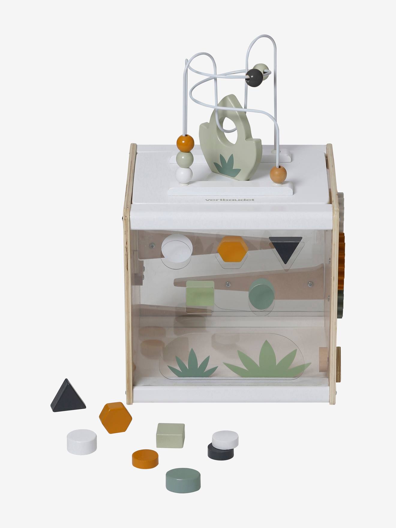 Cubo de atividades de madeira multicolorido de Hanói