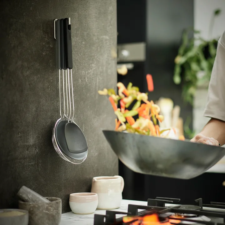 Joseph Joseph - Nest Fusion Wok-Set, Edelstahl / schwarz (3-teilig)