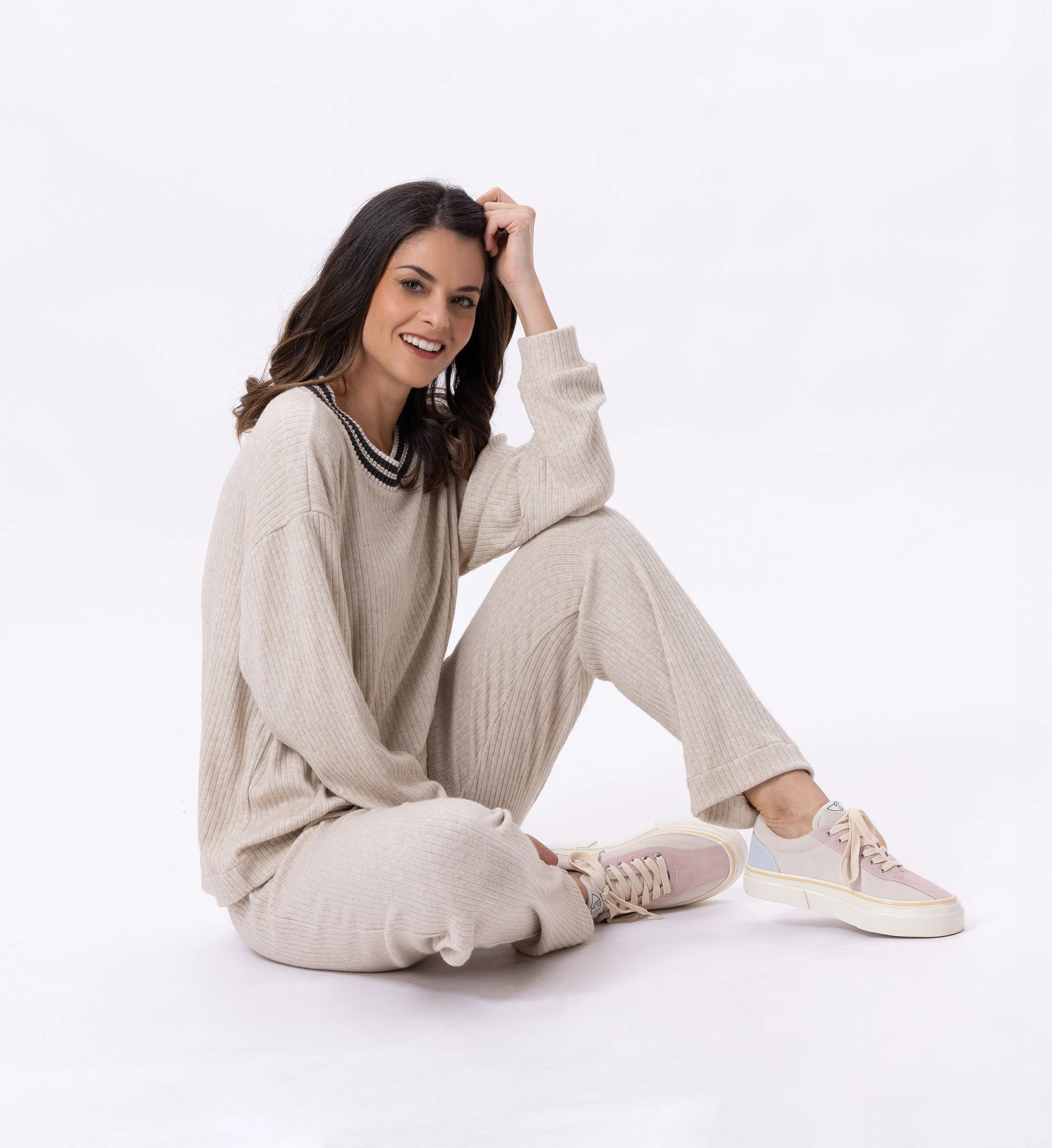 ESMEE 802 - Jogging en maille tricot | Beige
