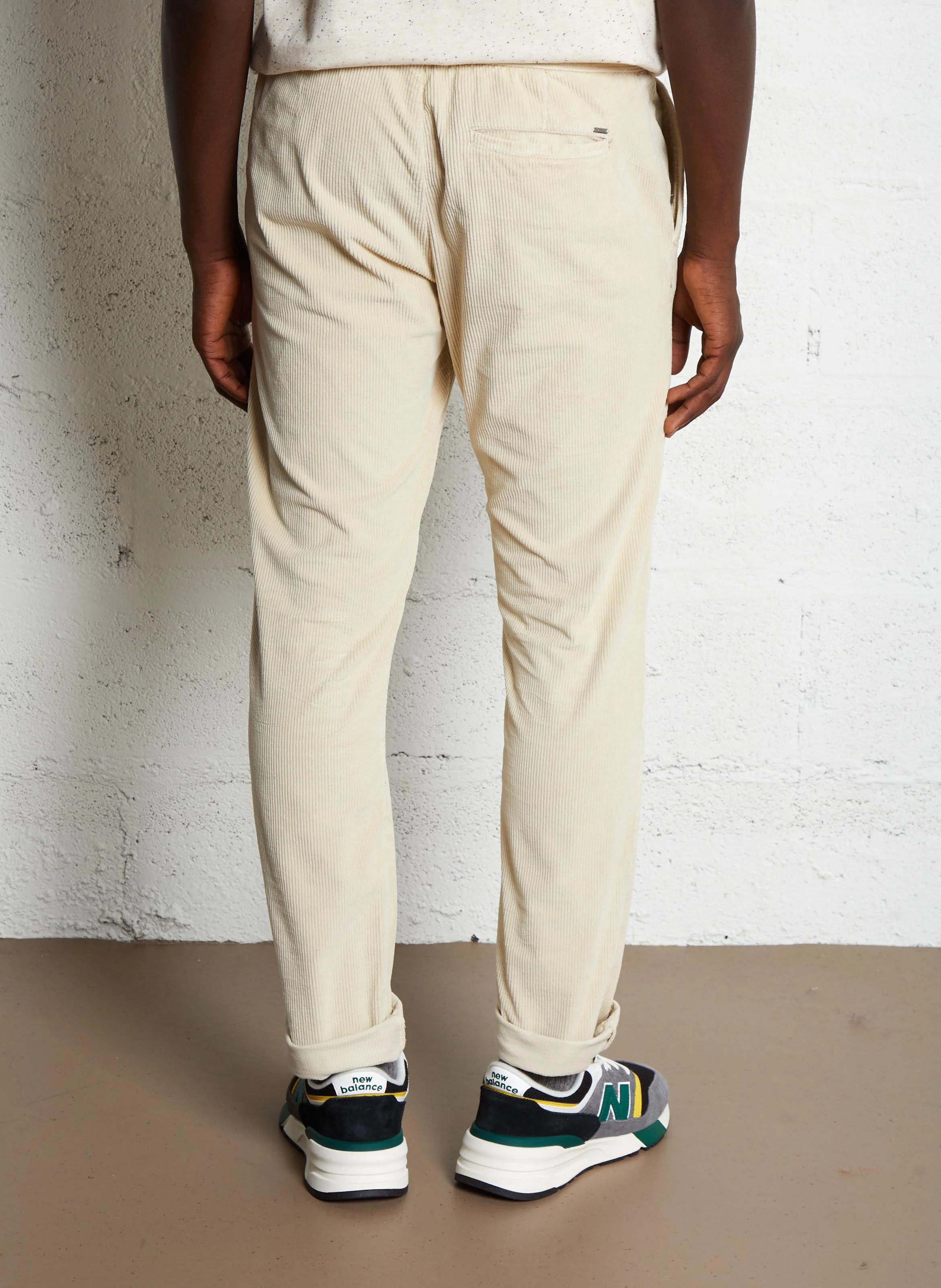 Pantalon droit en coton mélangé | Beige