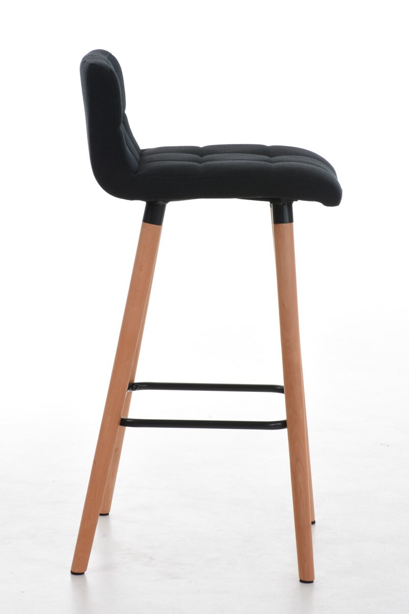CLP Barhocker Lincoln mit Stoffbezug und Holzgestell I Thekenhocker mit Rückenlehne und Fußstütze I Barstuhl mit einer Sitzhöhe von: 75 cm
