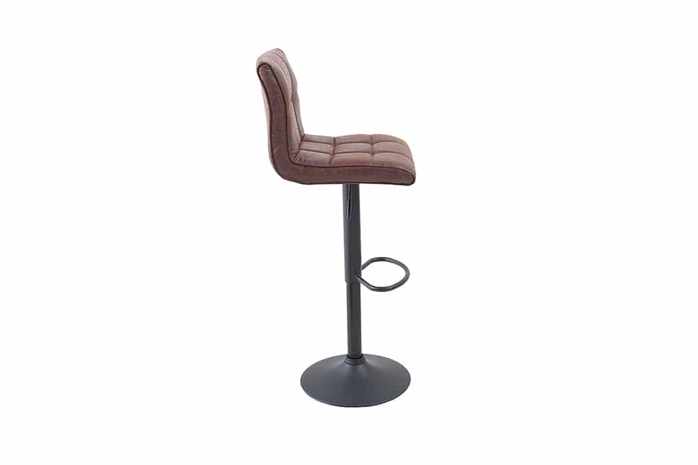 Höhenverstellbarer Barhocker MODENA vintage braun Microfaser Metall schwarz mit Lehne drehbar