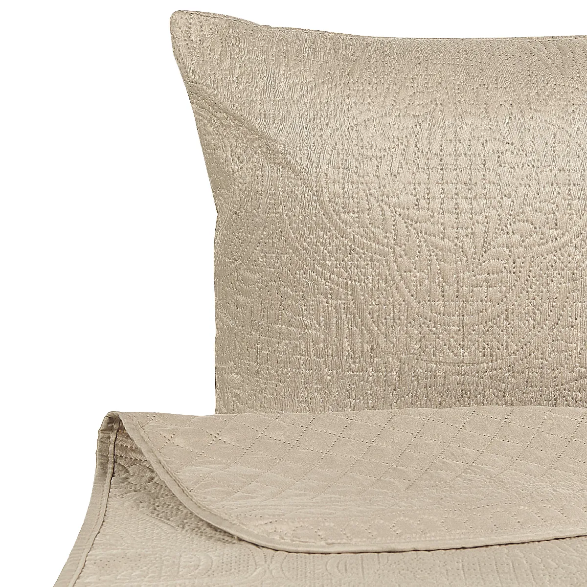 BELIANI SHUSH - Couvre-lit et coussins Taupe 140x210 cm