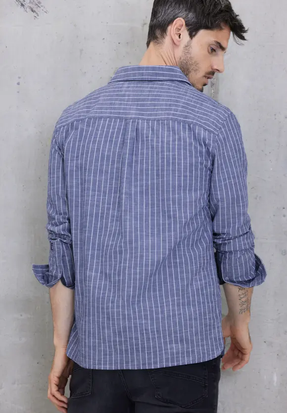 Chambray Hemd mit Streifen - chambray blue