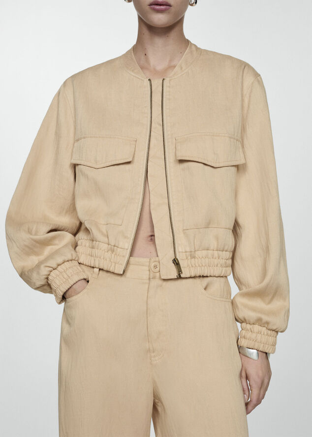 MANGO Flowy straight-fit trousers Light beige