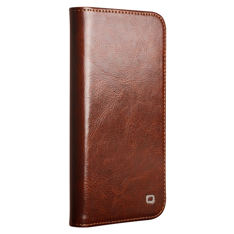 iPhone 16e Echtleder Tasche Flip Cover mit Kartenfächer - Braun