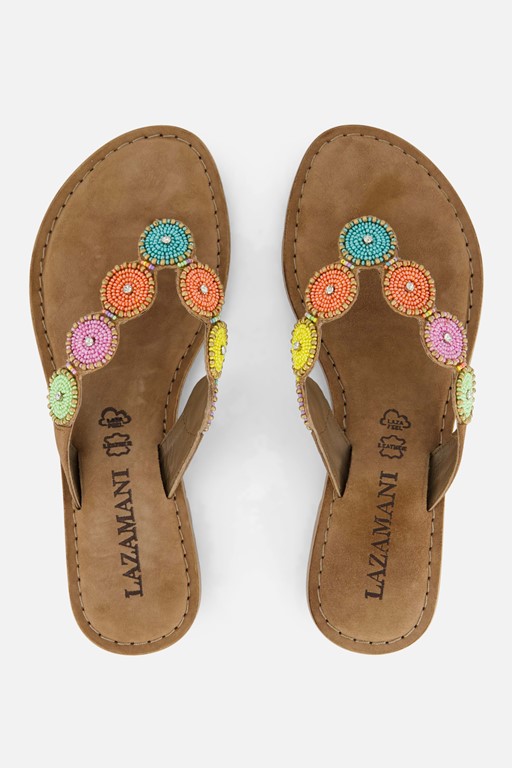 Lazamani Slippers cognac Leer