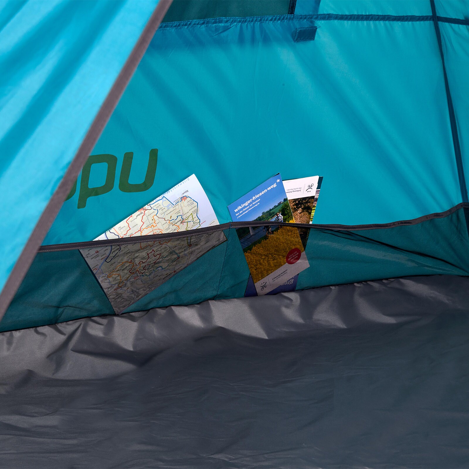 UQUIP Automatik Strandmuschel Speedy XL Strandzelt Reise Wind Sonnen Schutz UV50 Farbe: Petrol/grey