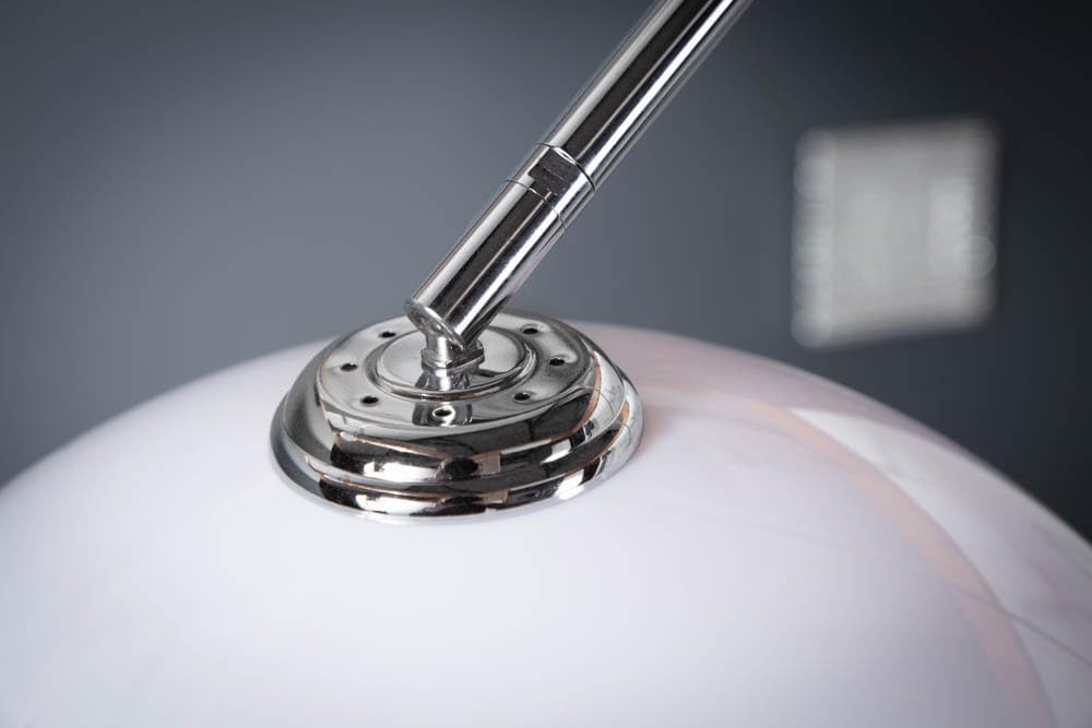 invicta INTERIOR Große Bogenlampe Lounge Deal weiß Marmor Fuß Stehlampe Bogenleuchte ausziehbar E27 Wohnzimmerlampe auch für LED