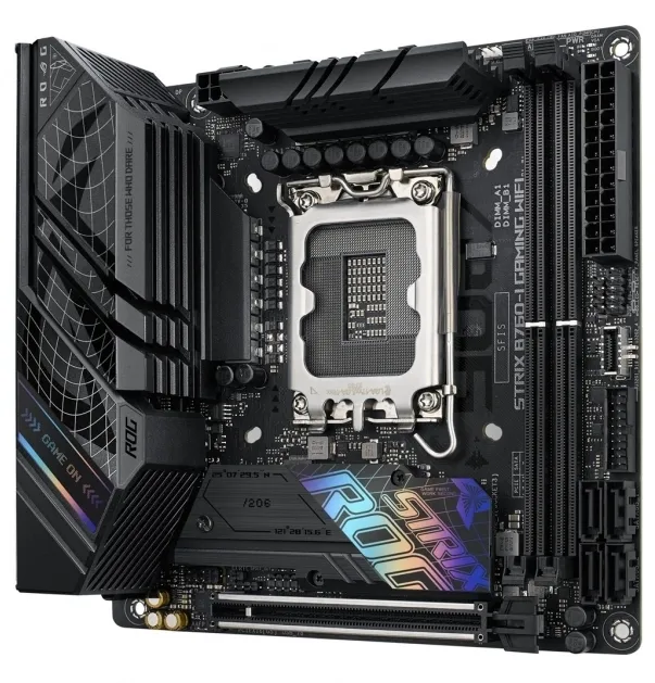 ASUS ROG STRIX B760-I GAMING WIFI - Bundkort - mini ITX - LGA1700 sokkel - B760 Chipset - USB 3.2 Gen 1, USB-C 3.2 Gen 1, USB-C 3.2 Gen 2x2, USB-C 3.2 Gen2 - 2.5 Gigabit LAN, Wi-Fi 6E, Bluetooth - onboard grafik (CPU påkrævet) - HD Audio (8-kanaler)