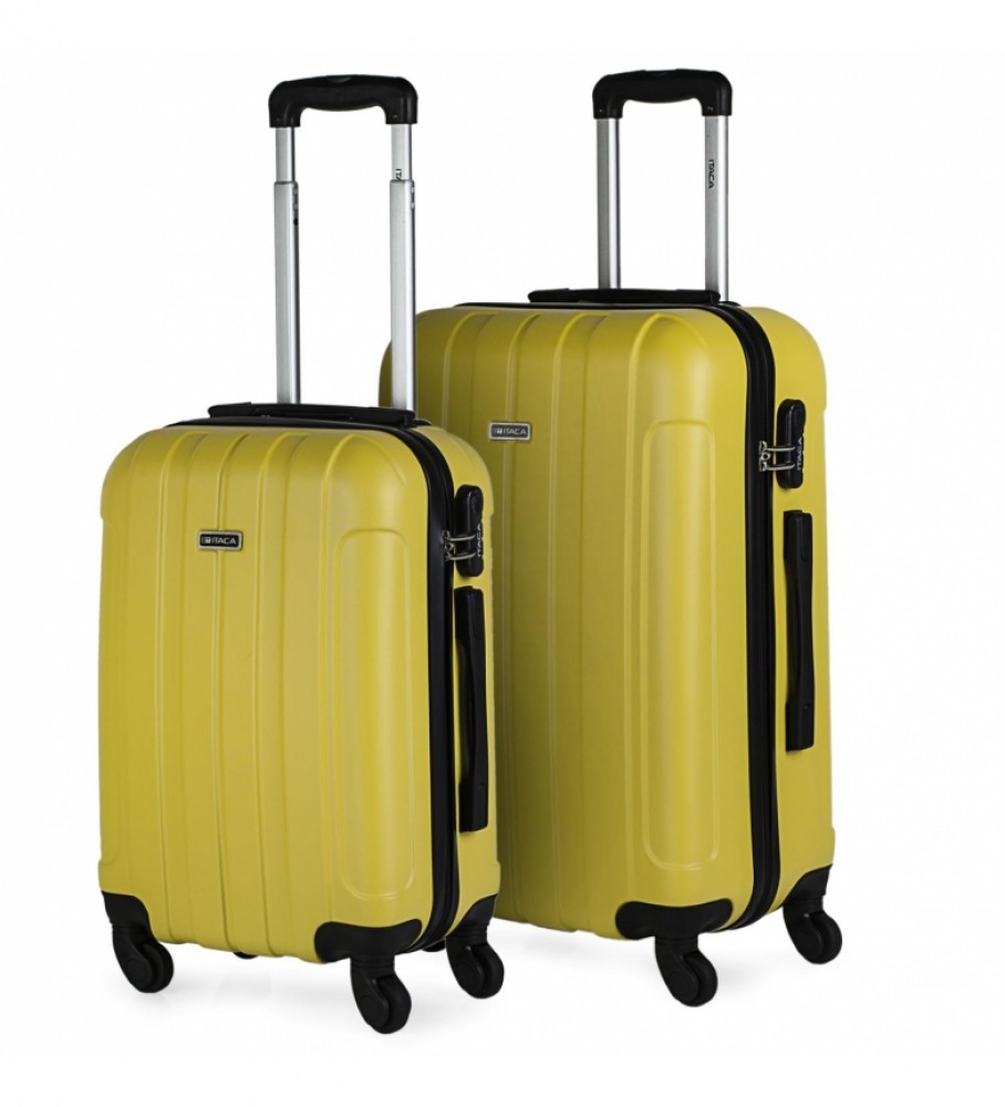 Conjunto de malas rígidas ITACA com 4 rodas 771115 Amarelas
