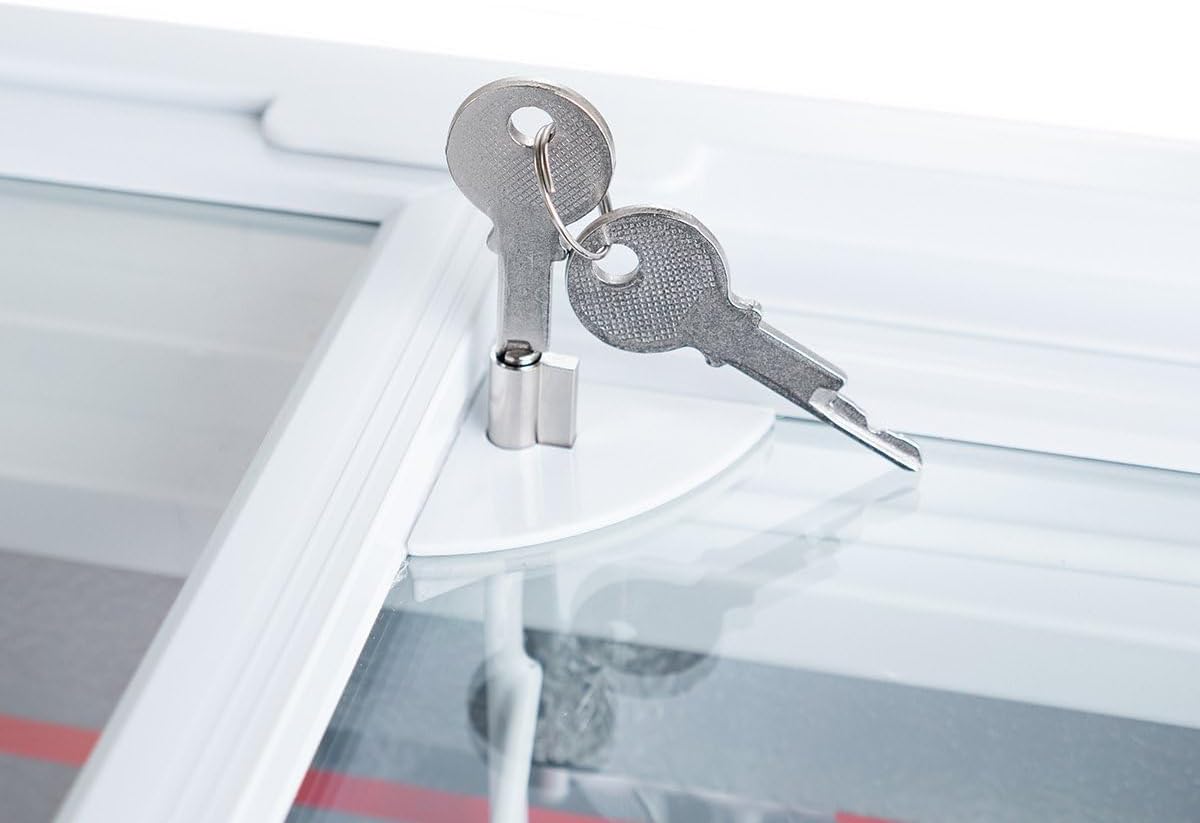Gefriertruhe ECO 100 I Tiefkühltruhe klein 97L I Kühltruhe abschließbar I Gefriergerät mit Glasschiebedeckel I -18°C bis -22°C