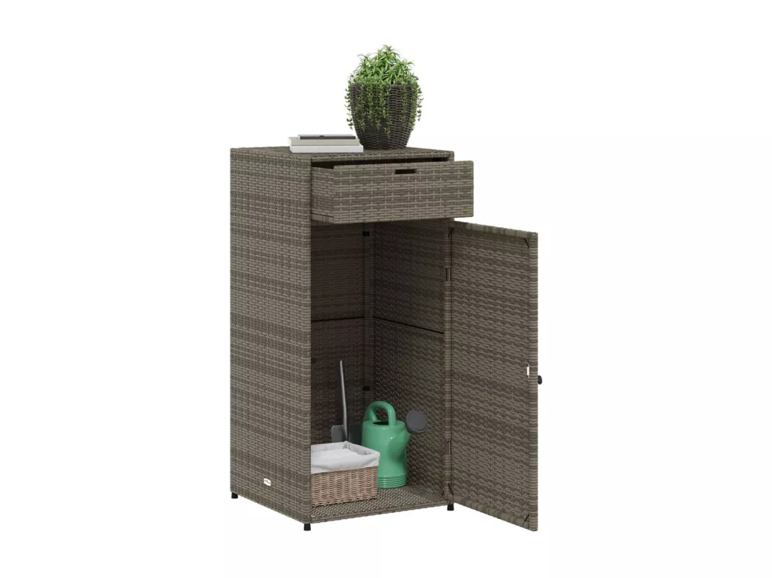Armoire de rangement de jardin gris 55x55x111 cm résine tressée