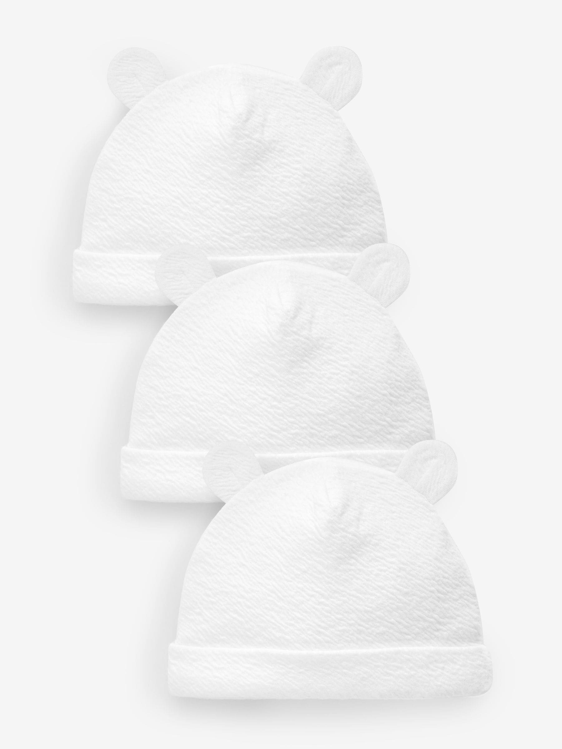 Wit - Beanie Jersey baby mutsen 3 set (0-12mnd)